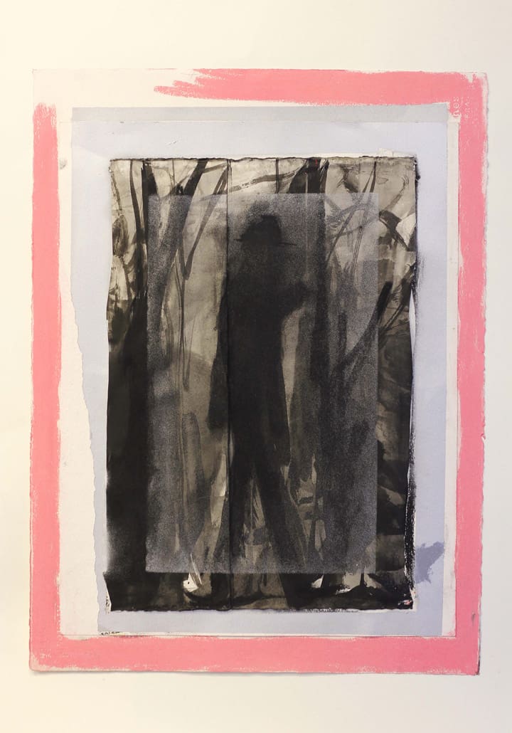 Marik Lechner, Untitled, 2020, Collage and oil paint on paper, 100x70 cm

