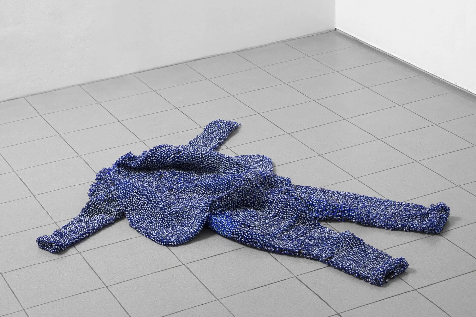 Evil Eye 2016-2020, beads, suit, thread