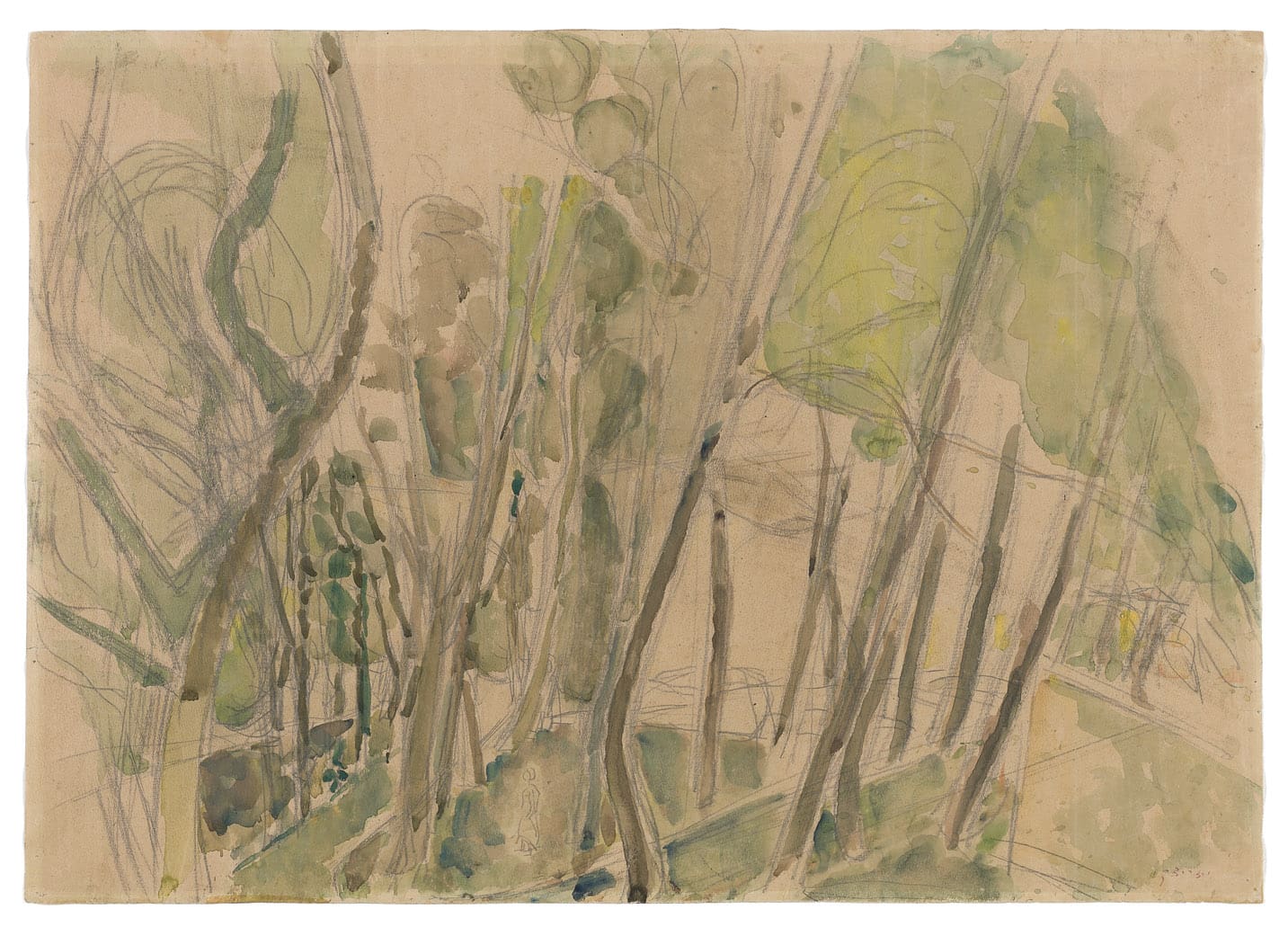 Joseph Zaritsky, Nahalat Shiv’a, Jerusalem, 1924, pencil and watercolor on paper, 49x69 cm