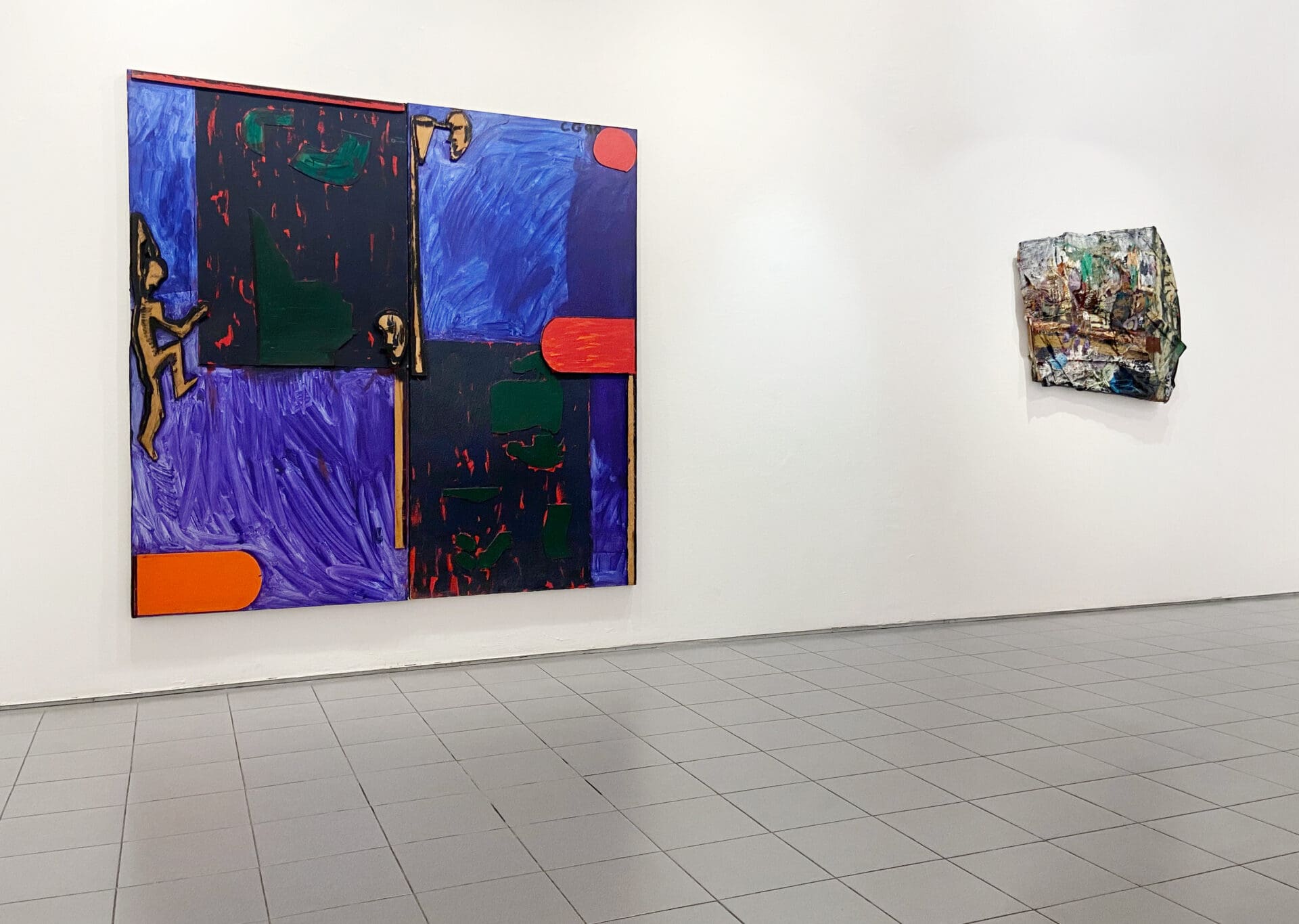 Pinchas Cohen Gan, Figure-Form-Formula, 1990, acrylic on wood cutouts attached to wood, 200x200x5.5 cm
Pesach Slabosky, Big Still Life, 2017-2018, mixed media, 110x94x15 cm