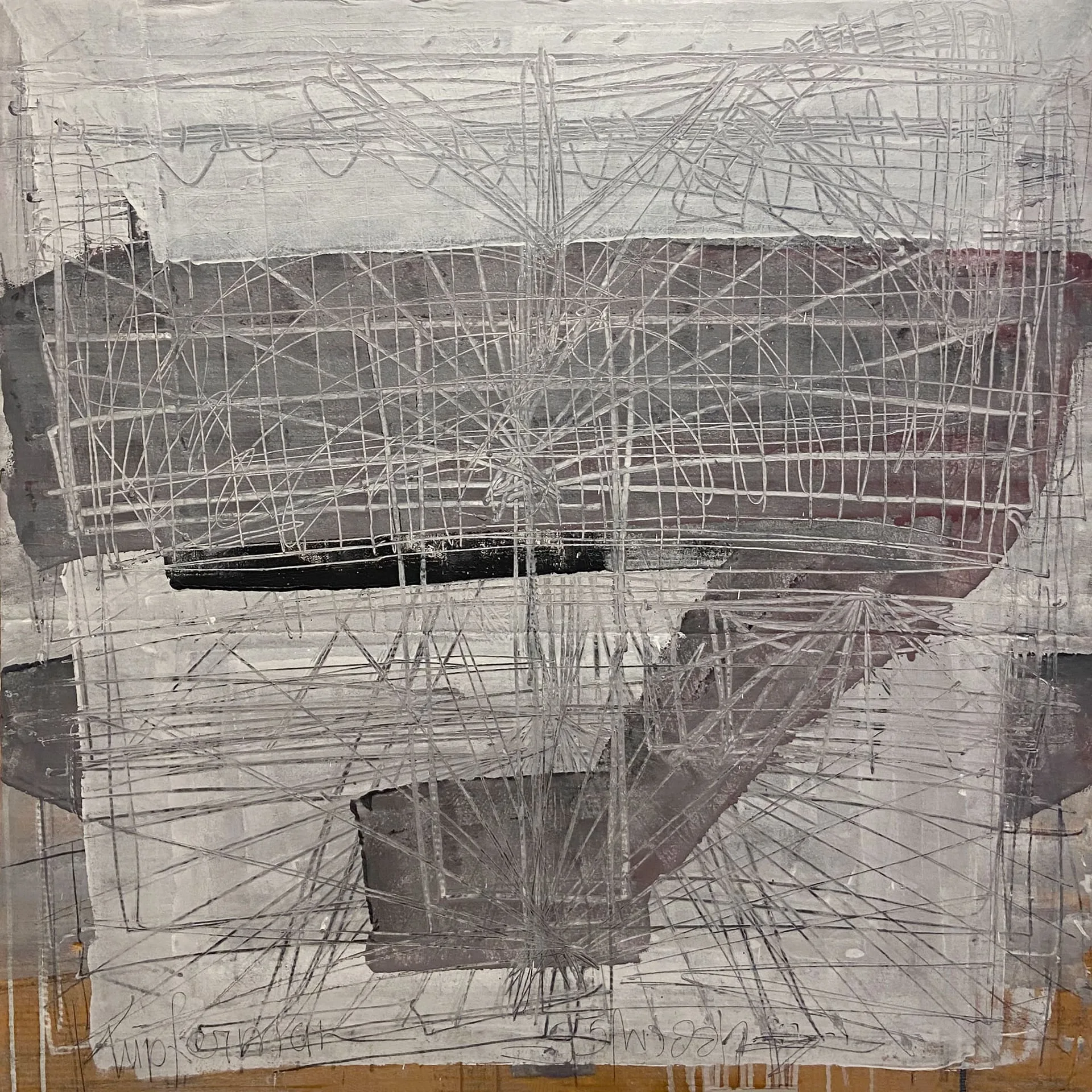 Moshe Kupferman, Untitled, 1995, oil on cardboard, 106x106x8.5 cm