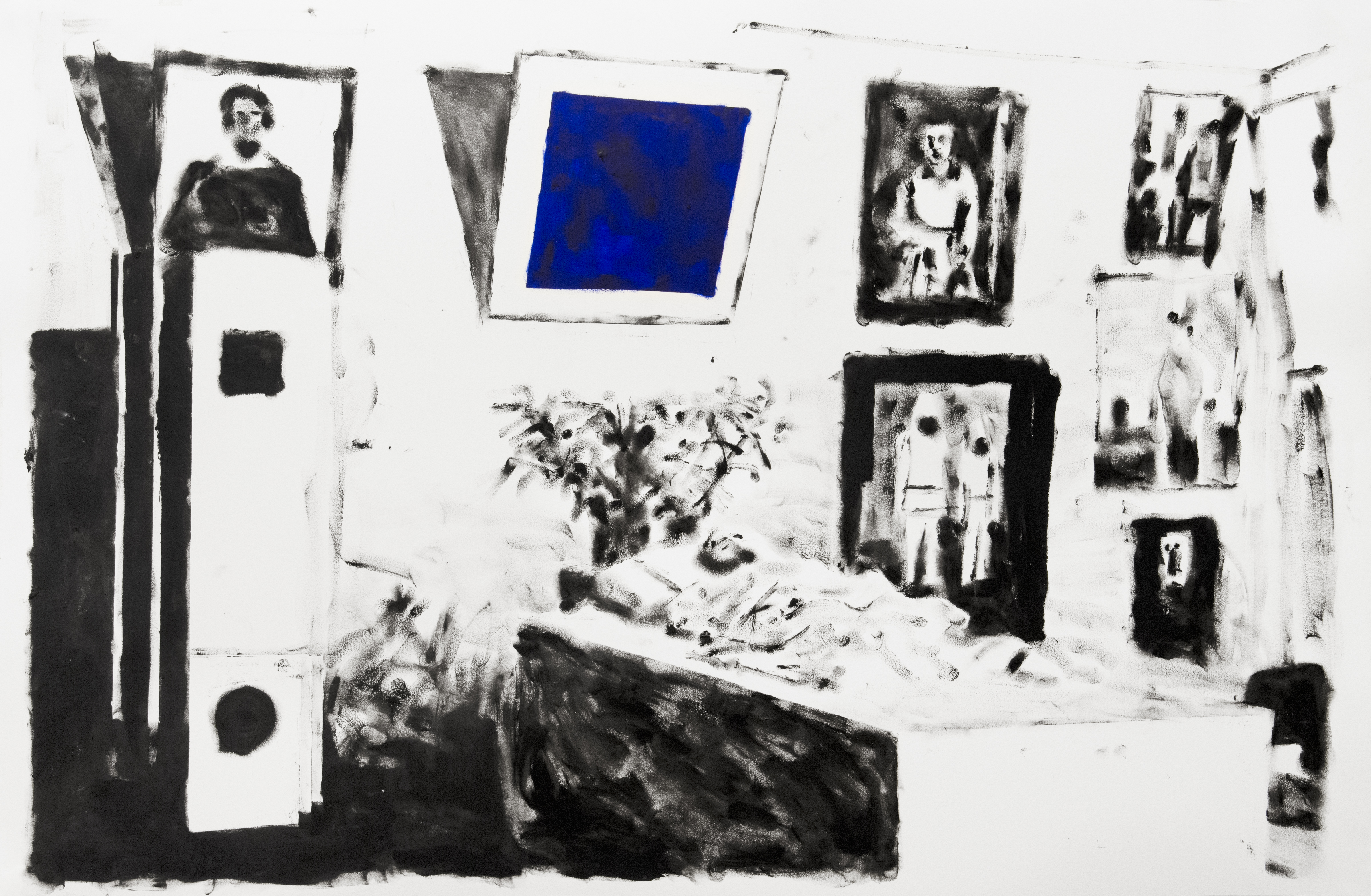 Udi Charka, Kazimir Malevich is Dead, 2021, oil on paper, 60x92 cm