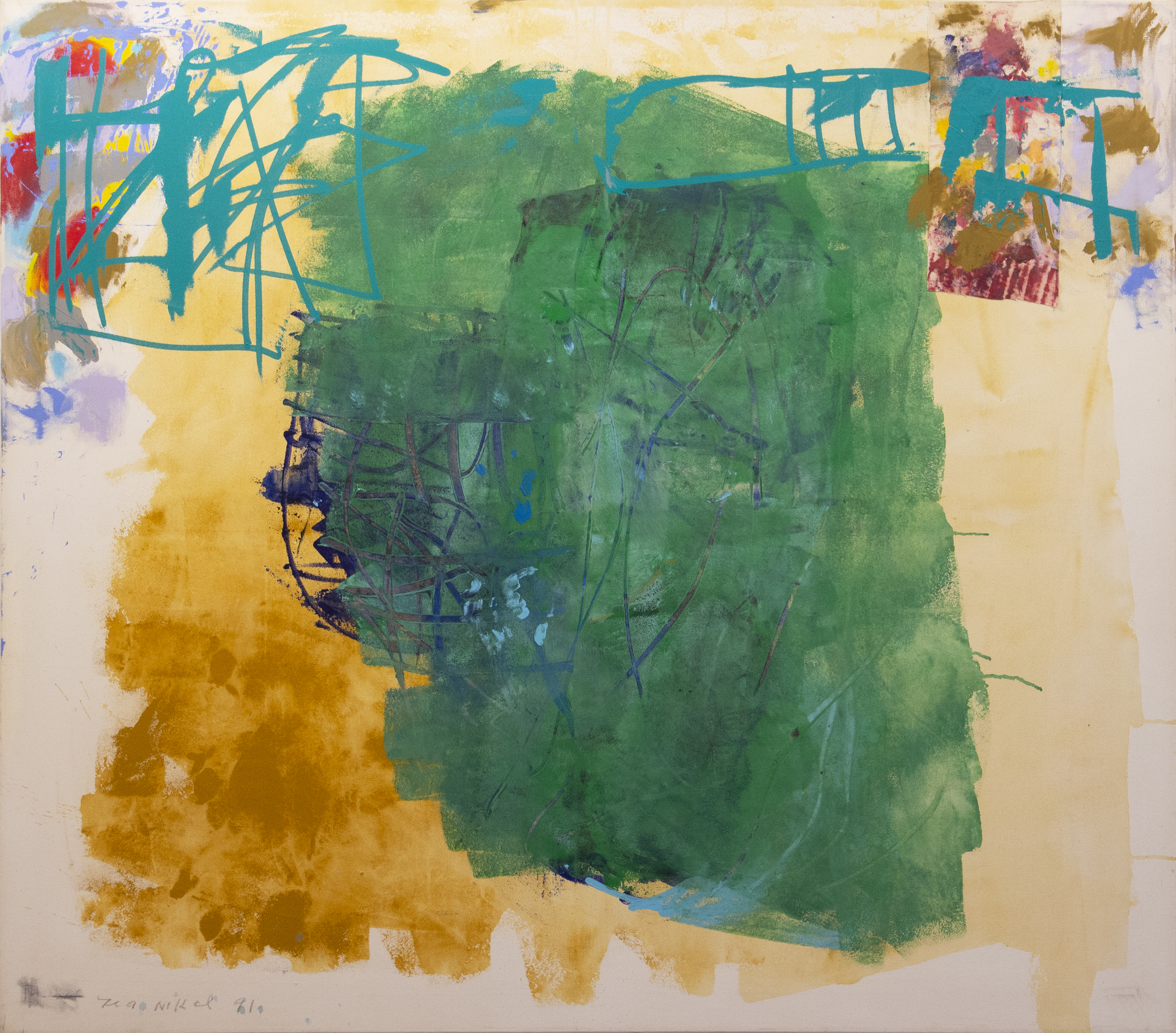 Lea Nikel, Untitled, 1991, acrylic and collage on canvas, 150x170 cm 