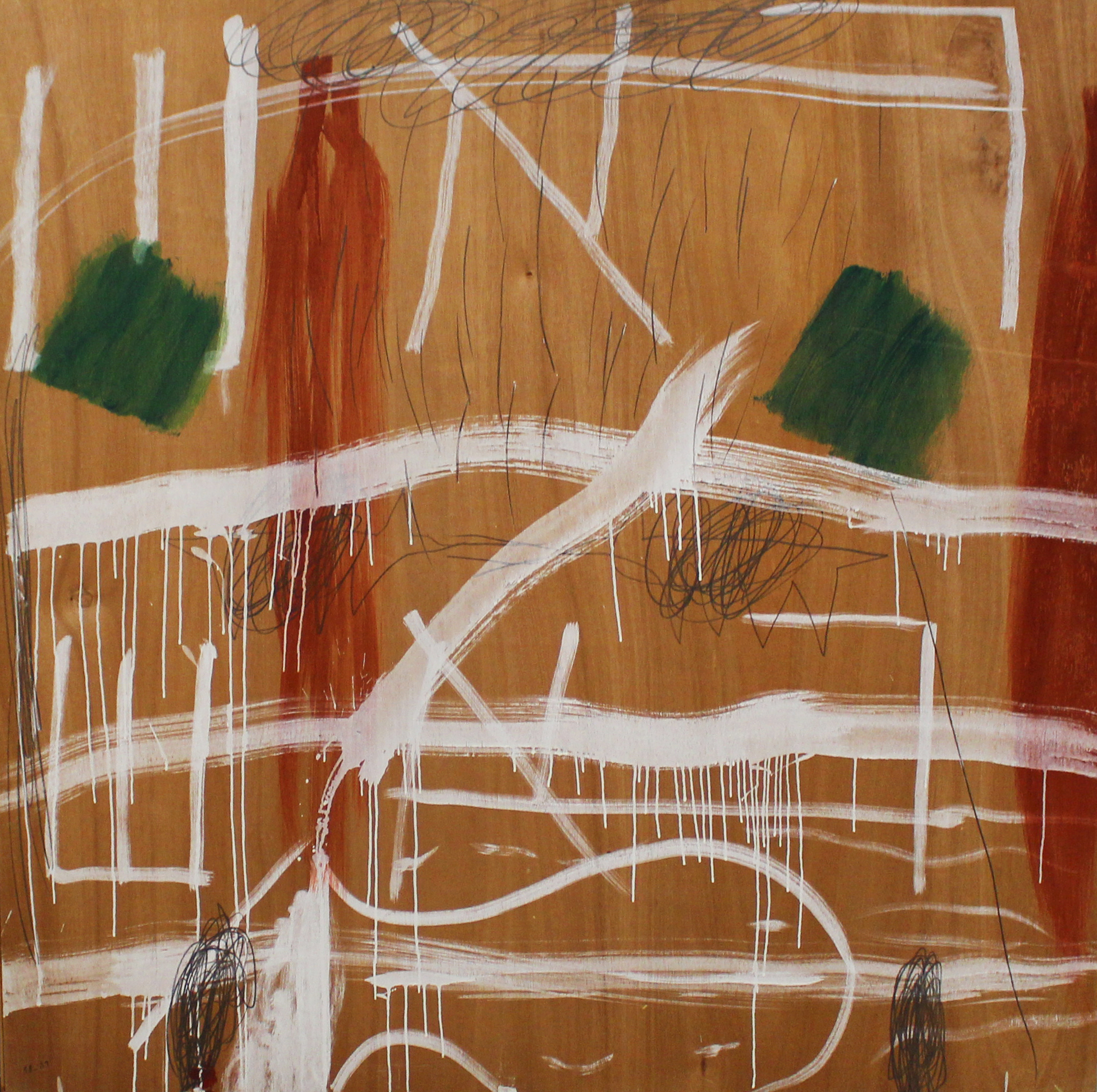 Raffi Lavie, Untitled, 1989, acrylic and pencil on plywood, 125x122 cm