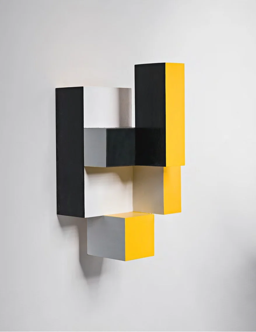 VOLUME COMPRESSION, #8, 2021, acrylic on wood, 17 x 8 x 10 in