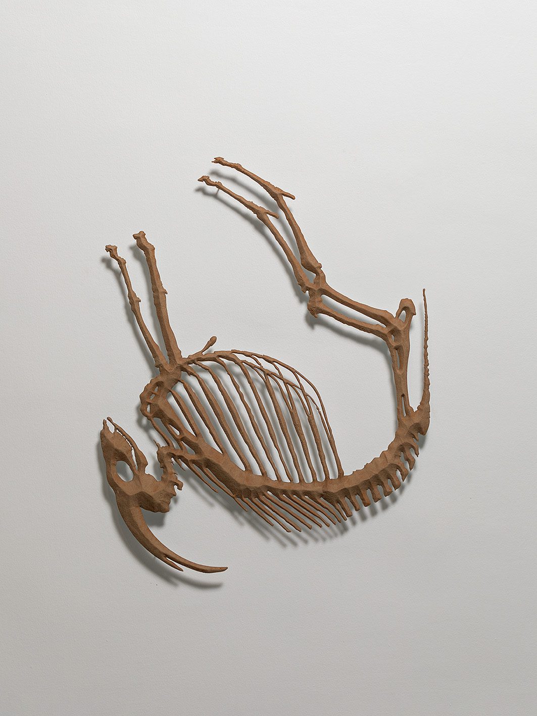 Goat Skeleton, 2020–2021, hardened sand and metal, 100 x 90 x 13 cm 